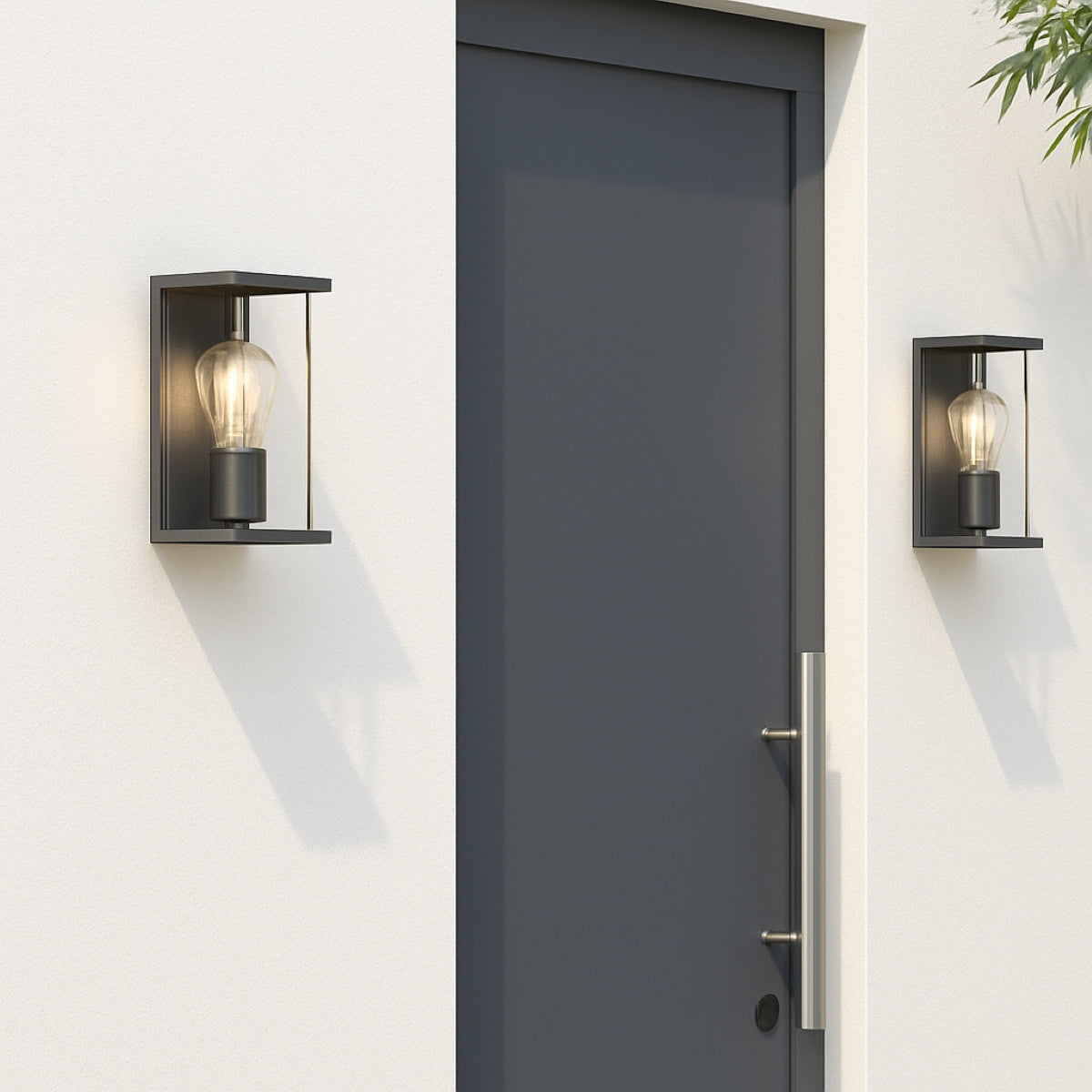 CGC ADRIANA Anthracite Grey E27 Outdoor Wall Light Lantern Clear Diffuser IP54