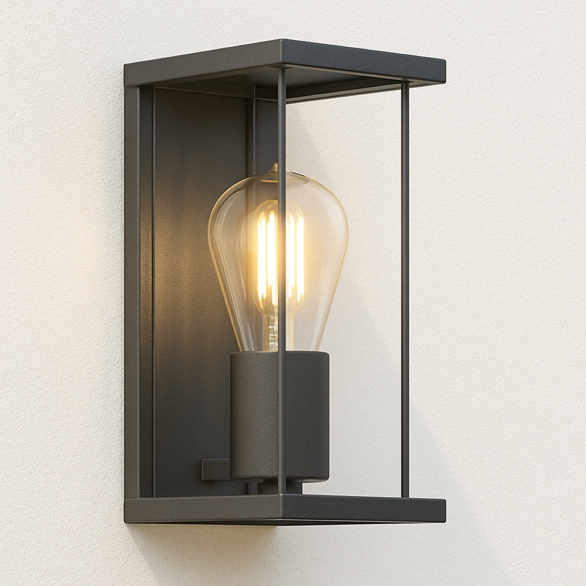 CGC ADRIANA Anthracite Grey E27 Outdoor Wall Light Lantern Clear Diffuser IP54