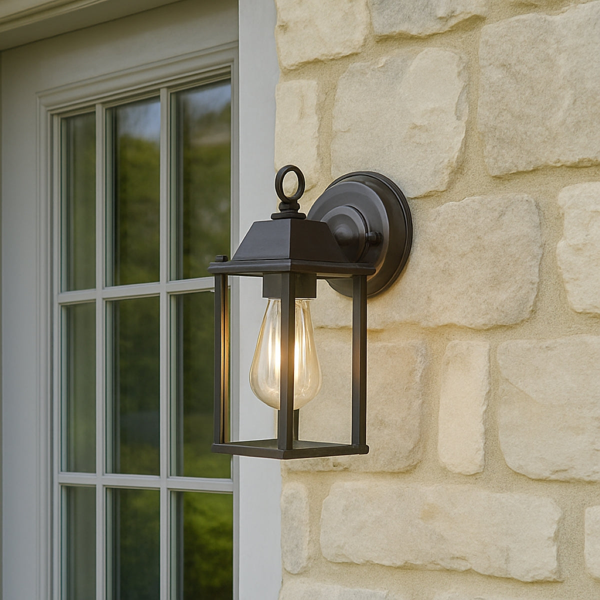 CGC FREYA Bevelled Glass Antique Bronze Coach Lantern Wall Light Porch