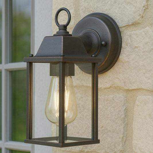 CGC FREYA Bevelled Glass Antique Bronze Coach Lantern Wall Light Porch
