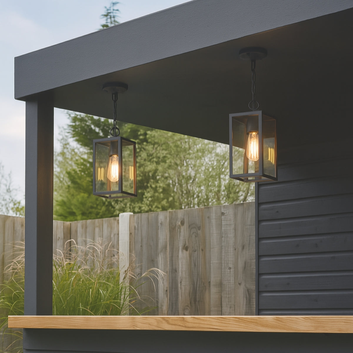 SIENNA - CGC Black Hanging Outdoor Porch Lantern Ceiling Light