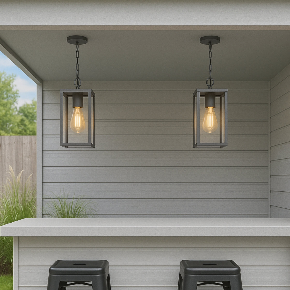 SIENNA - CGC Black Hanging Outdoor Porch Lantern Ceiling Light