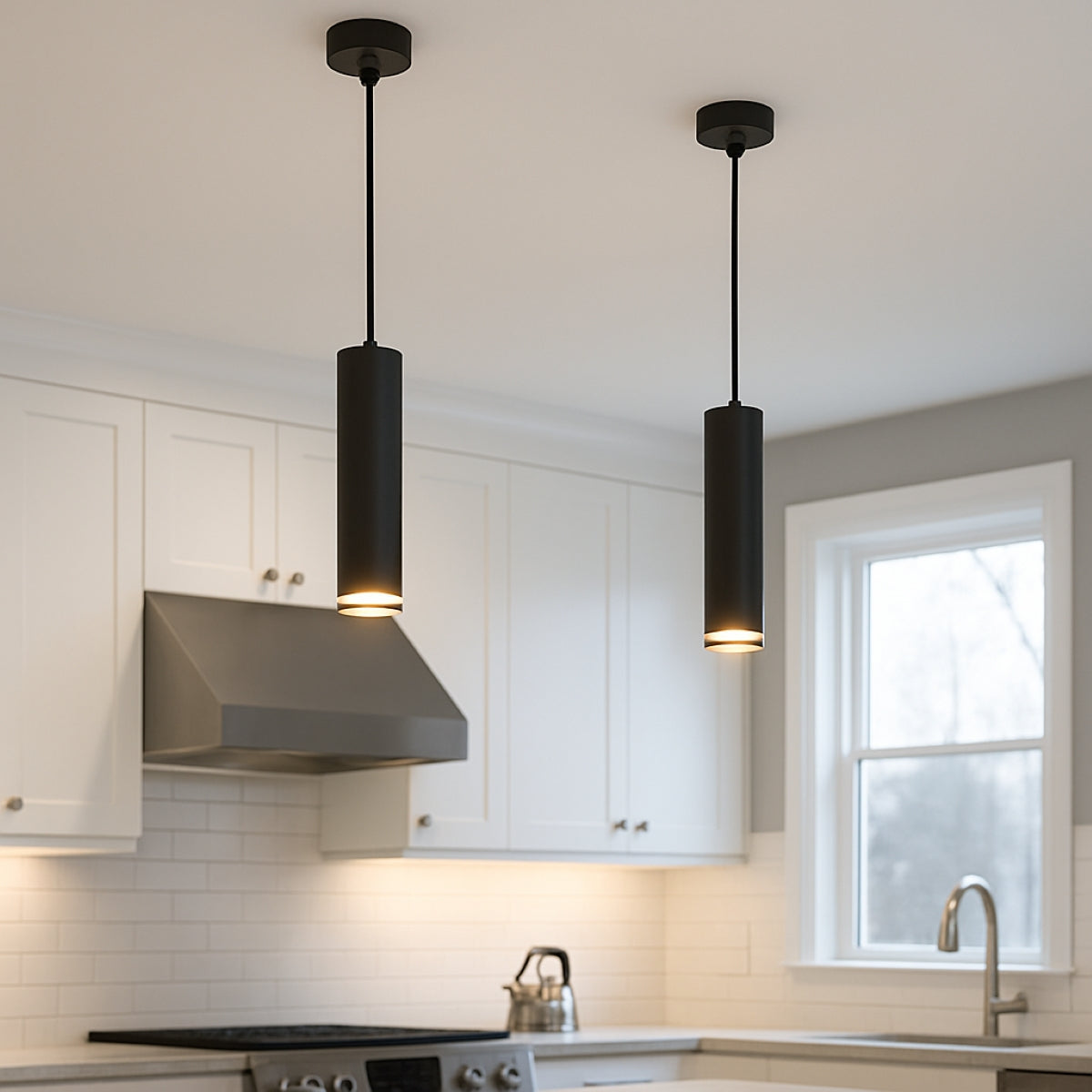 CGC SOLIS Black Suspended Cylinder Ceiling Light