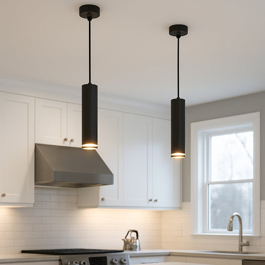 CGC SOLIS Black Suspended Cylinder Ceiling Light