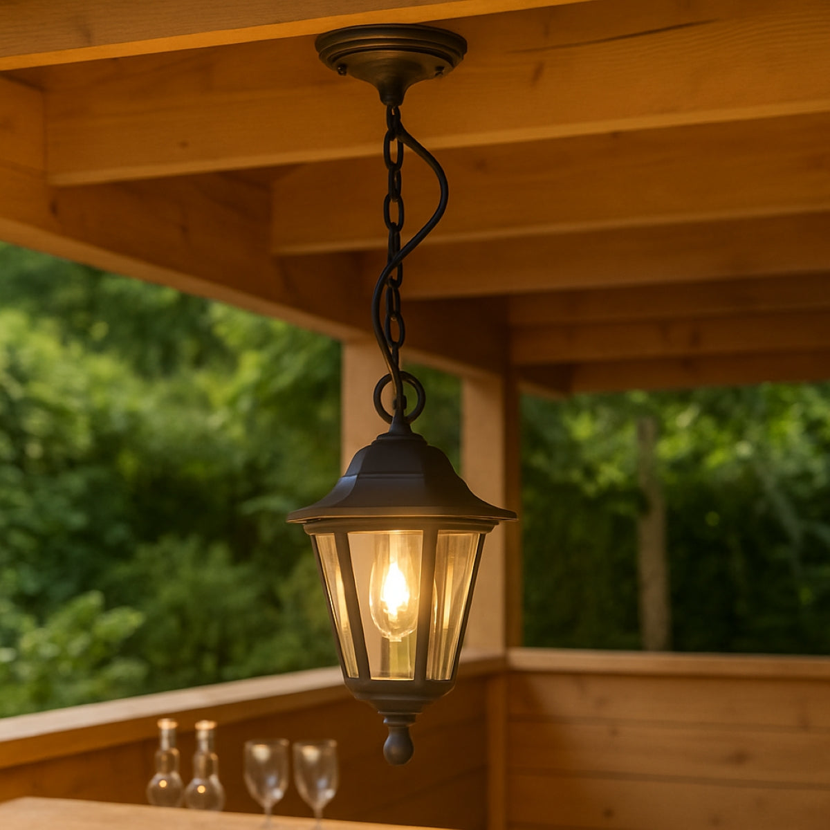 YASMIN - CGC Black Outdoor Traditional Lantern Style Hanging Light