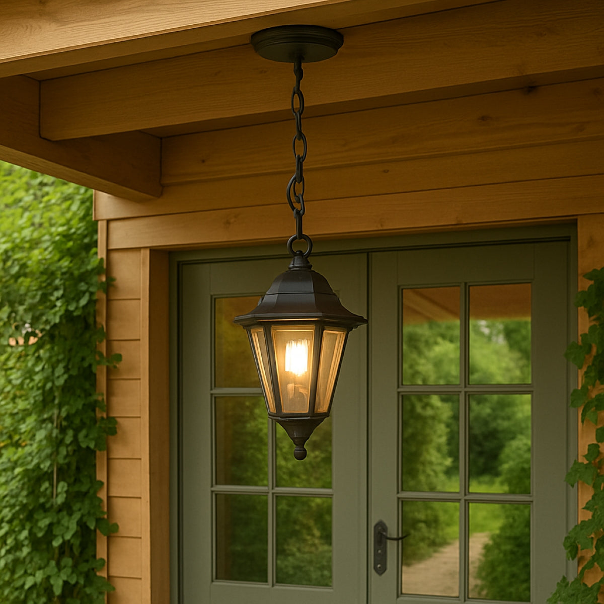 YASMIN - CGC Black Outdoor Traditional Lantern Style Hanging Light