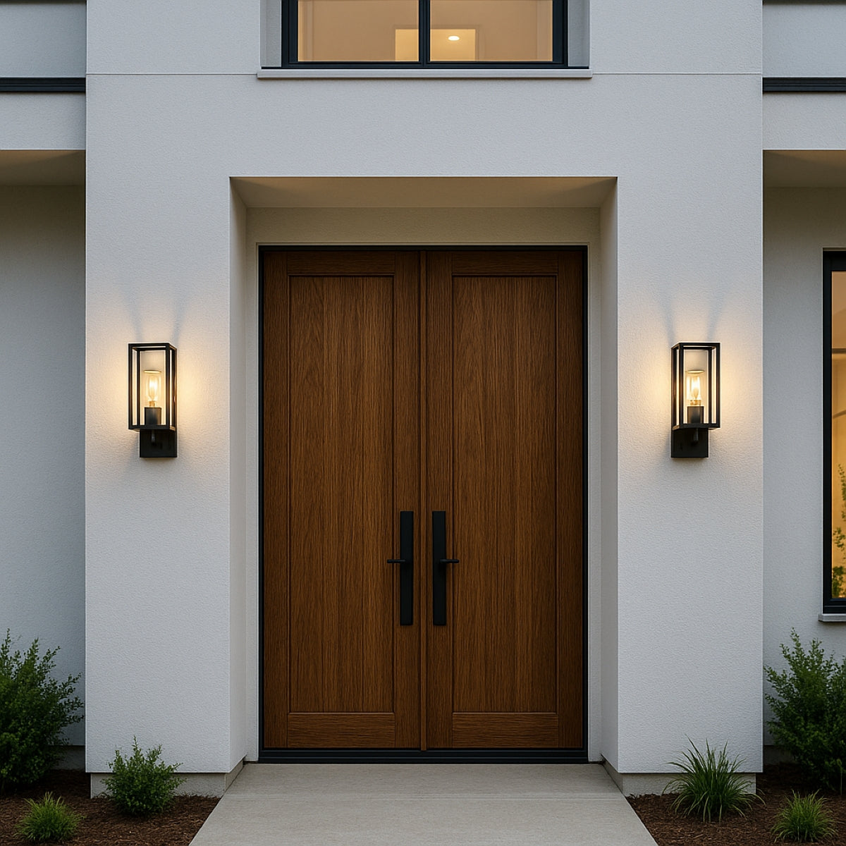 CGC CHLOE Up Black E27 Outdoor Wall Light Lantern Clear Diffuser IP54 Down