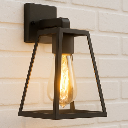 CGC CALLIE Black Outdoor Wall Light Triangle Clear Diffuser