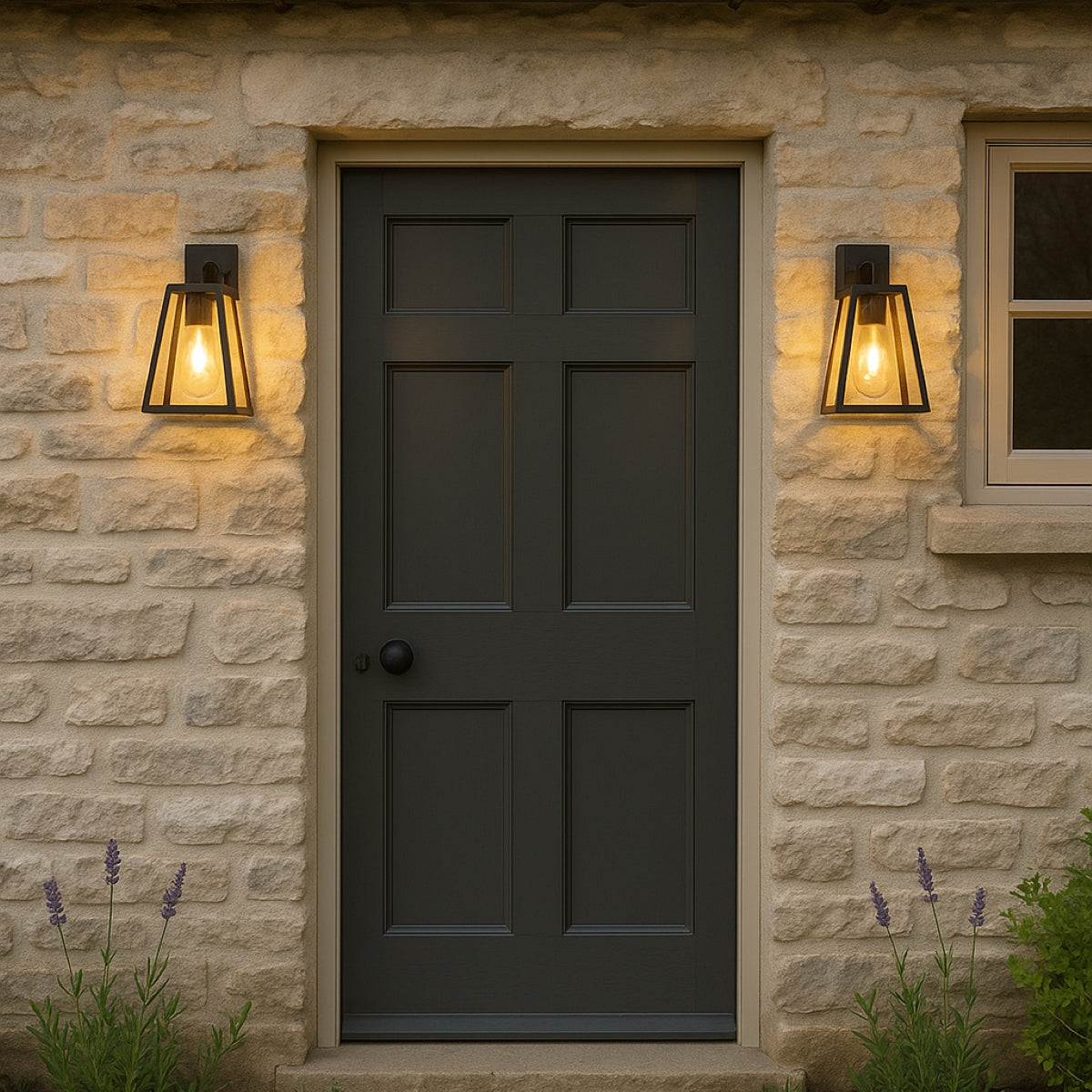 CGC CALLIE Black Outdoor Wall Light Triangle Clear Diffuser