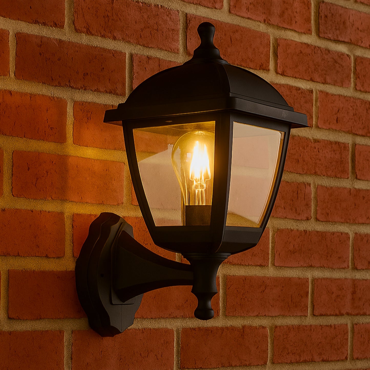CGC MYRA Large Black Outdoor Wall Lantern Light with Clear Diffuser IP44 Polycarbonate Coastal
