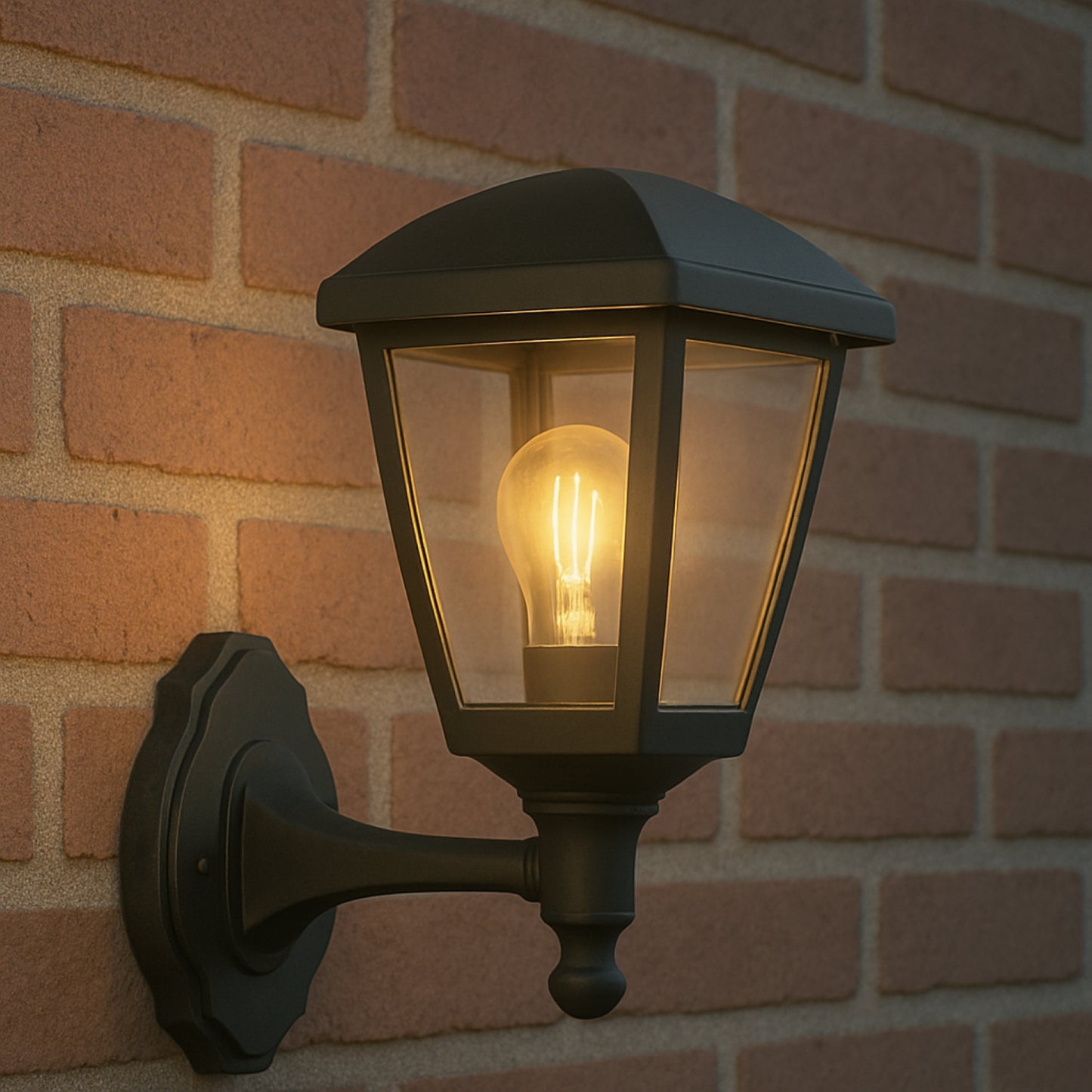 CGC NOVA Large Black Outdoor Wall Lantern Light with Clear Diffuser IP44 Polycarbonate Coastal