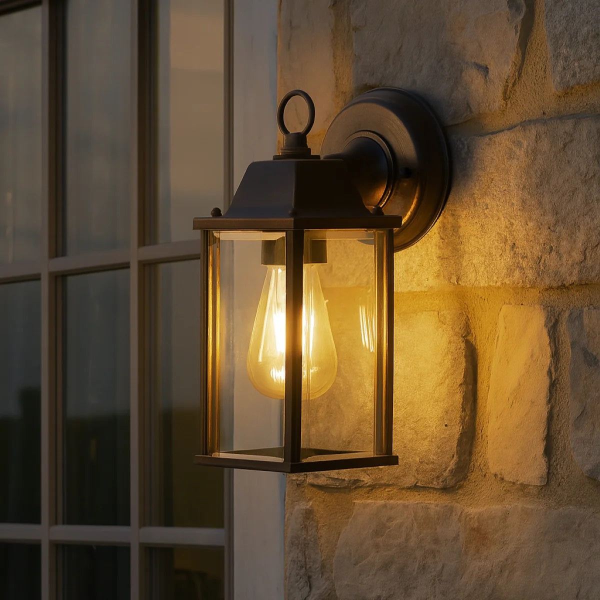 CGC FREYA Bevelled Glass Antique Bronze Coach Lantern Wall Light Porch
