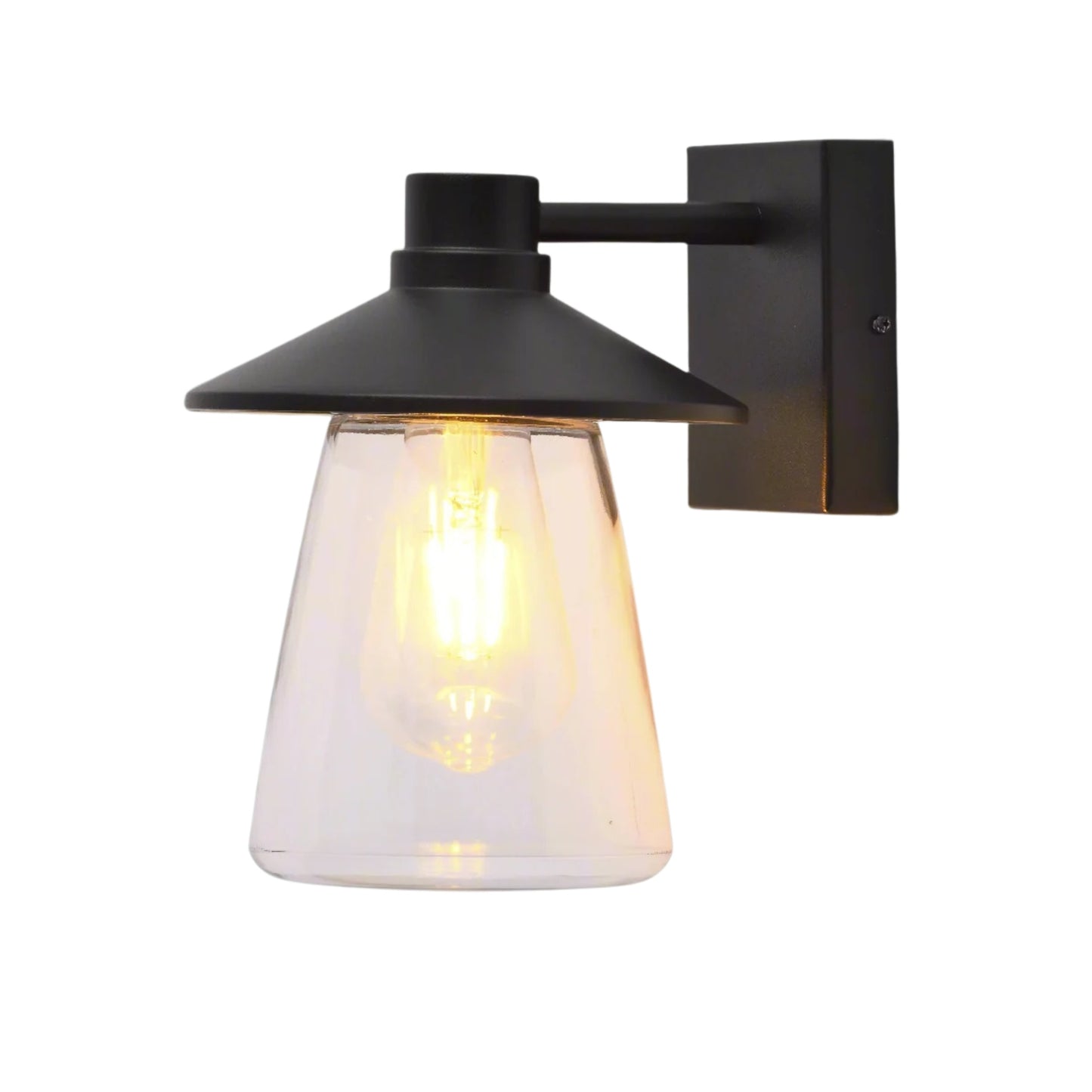 CGC CHESTER Black Outdoor Wall Lantern with Bell Shape Clear Glass Diffuser E27 IP54
