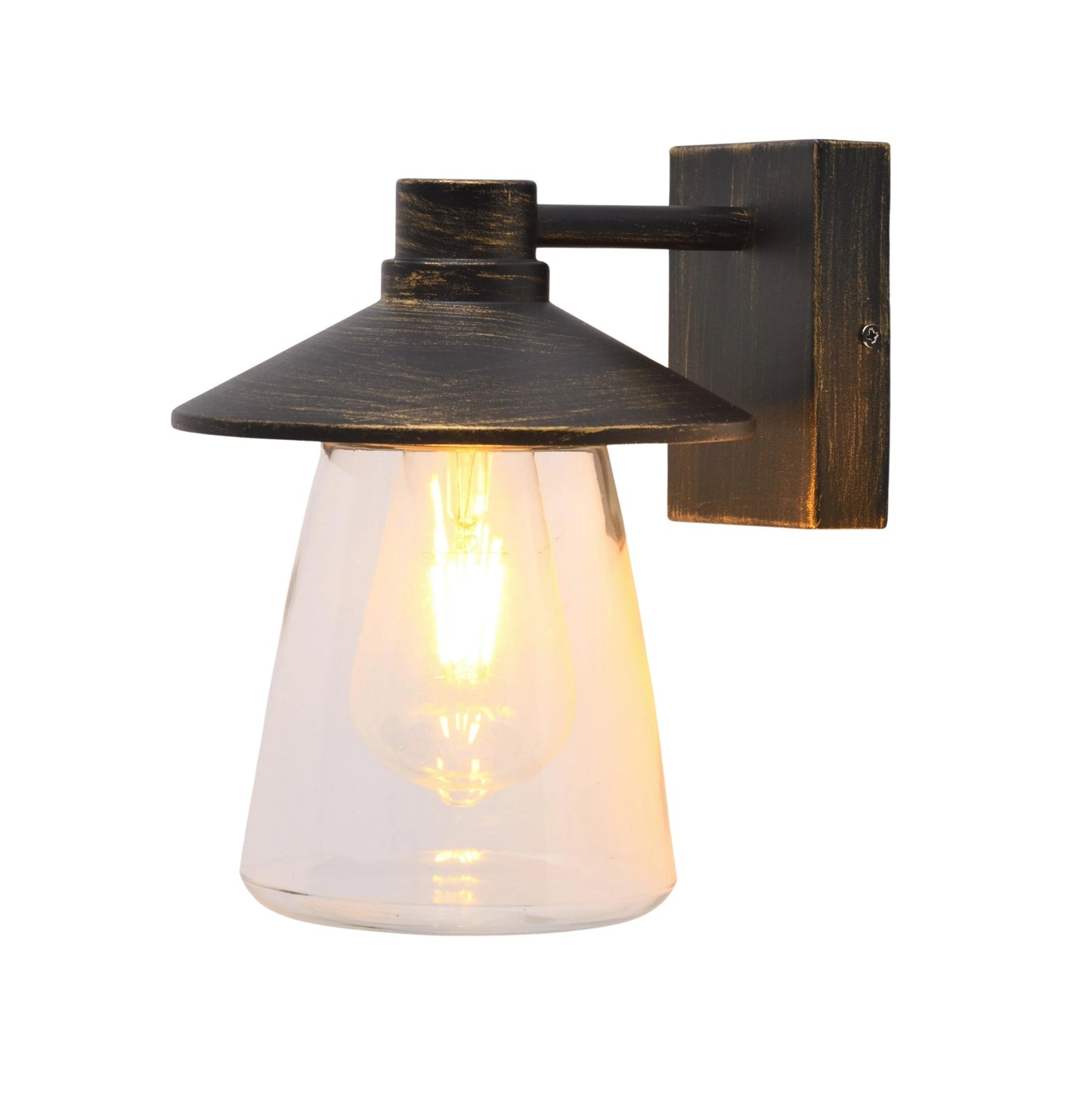 CGC CHESTER Antique Bronze Outdoor Wall Lantern with Bell Shape Clear Glass Diffuser E27 IP54
