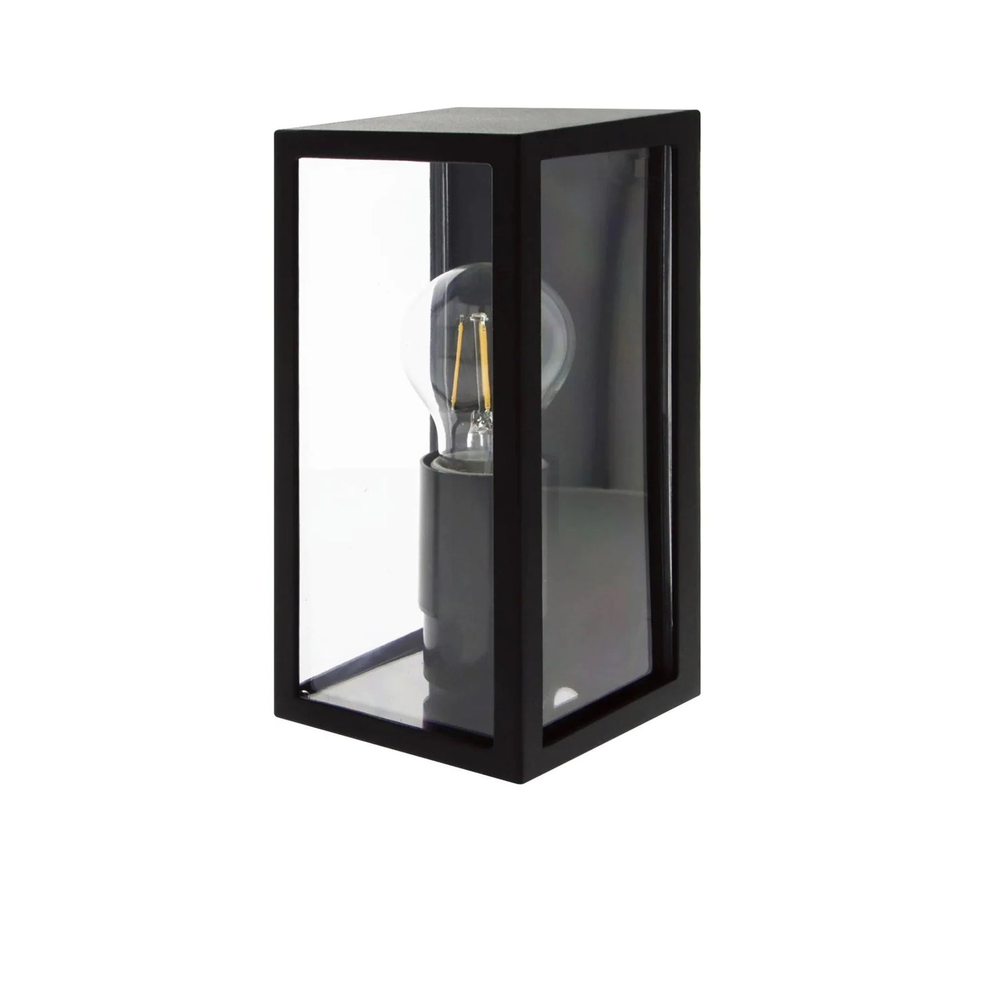 CGC MARINA Black E27 Outdoor Wall Light Box Lantern Clear Diffuser IP44