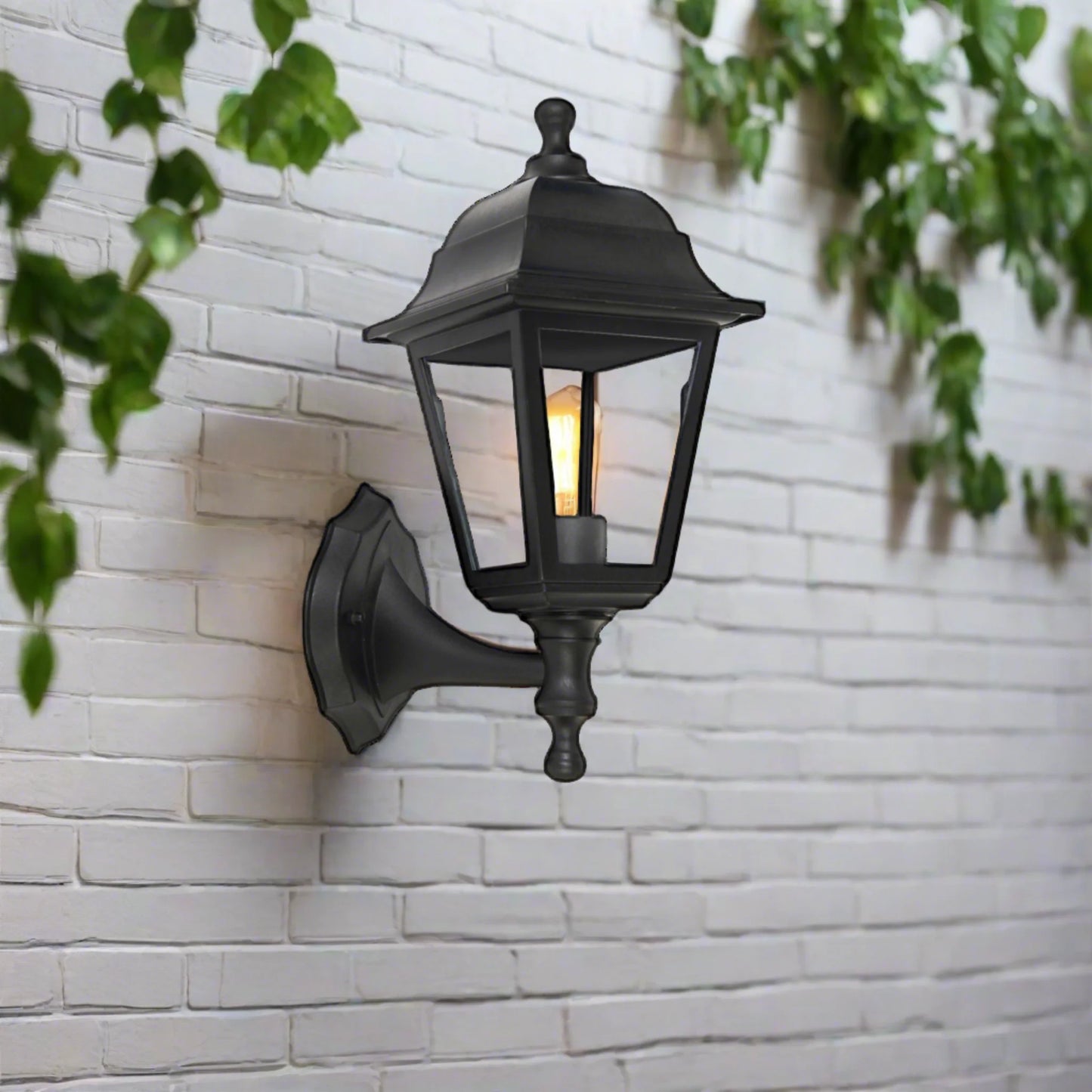 CGC DAHLIA Black Outdoor Wall Lantern Vintage Wall Light IP44 E27 Standard Screw Polycarbonate