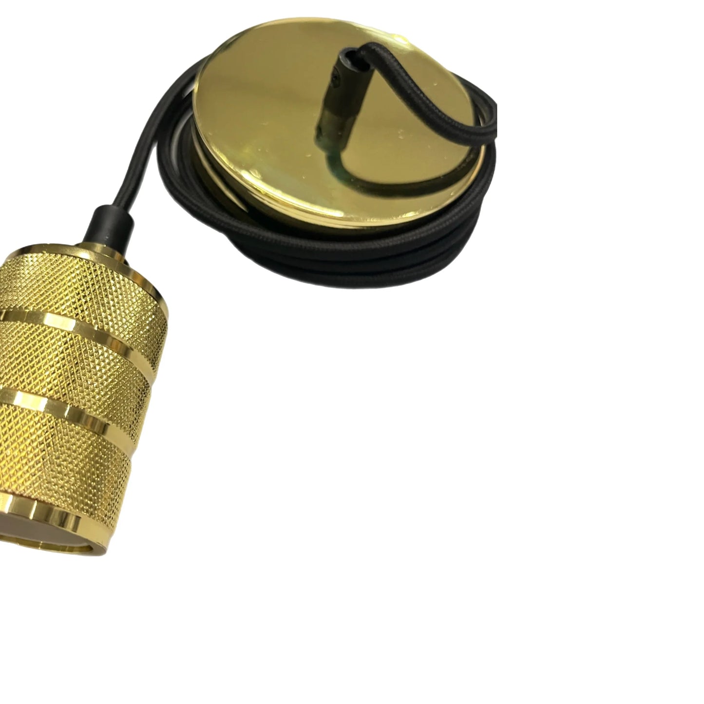 CGC SYDNEY II Gold Knurled Two Band 1.5m adjustable E27 Ceiling Pendant and Matching ceiling Rose