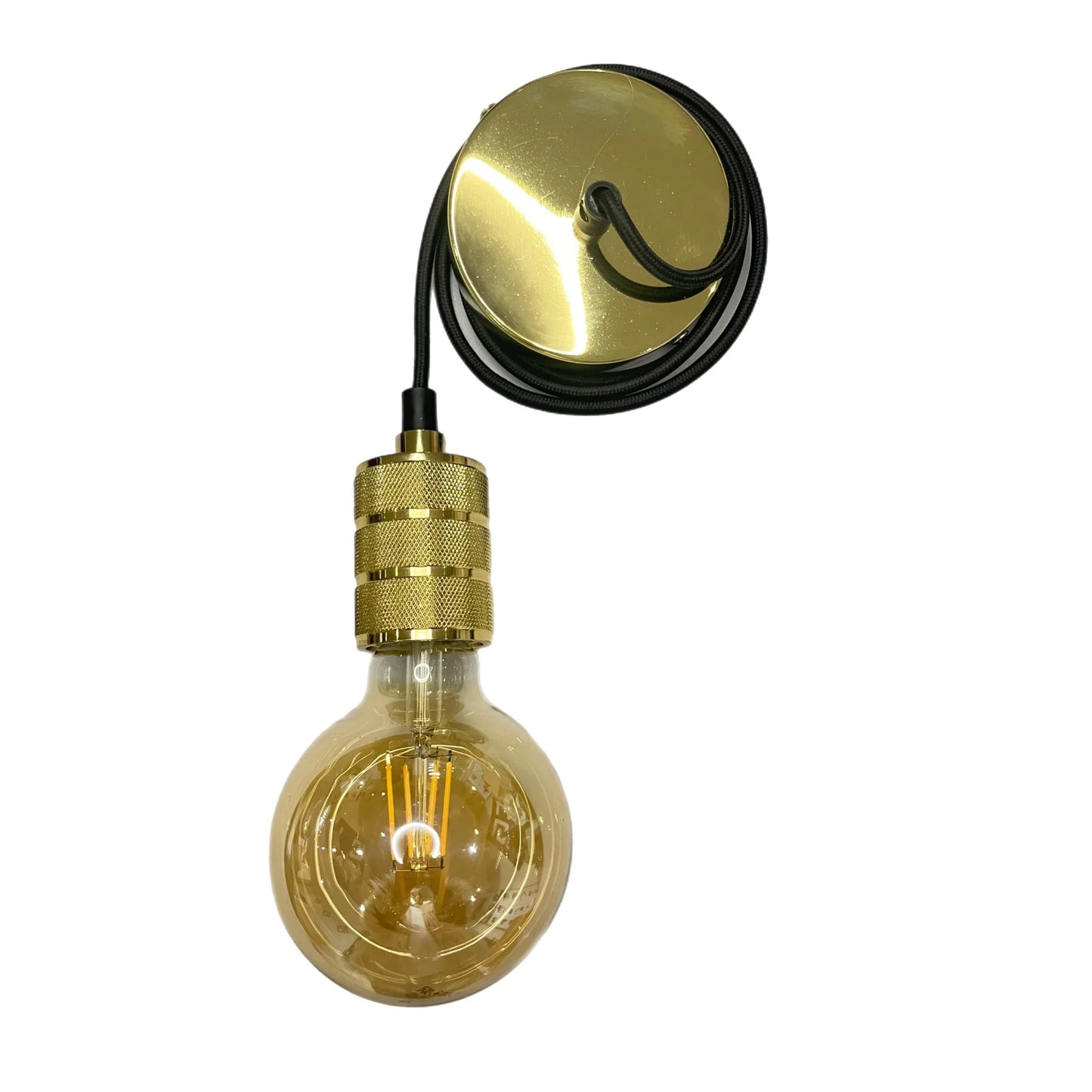 CGC SYDNEY II Gold Knurled Two Band 1.5m adjustable E27 Ceiling Pendant and Matching ceiling Rose