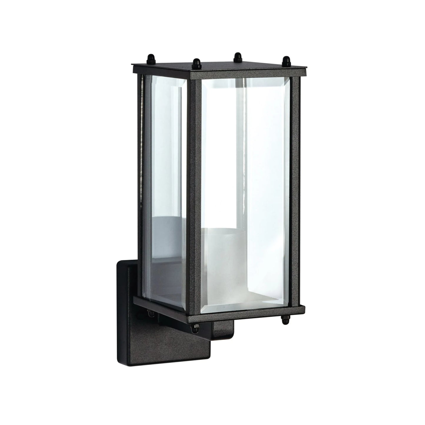 CGC MARIN Black Outdoor Wall Lantern Clear Bevelled Glass Diffuser Up IP44