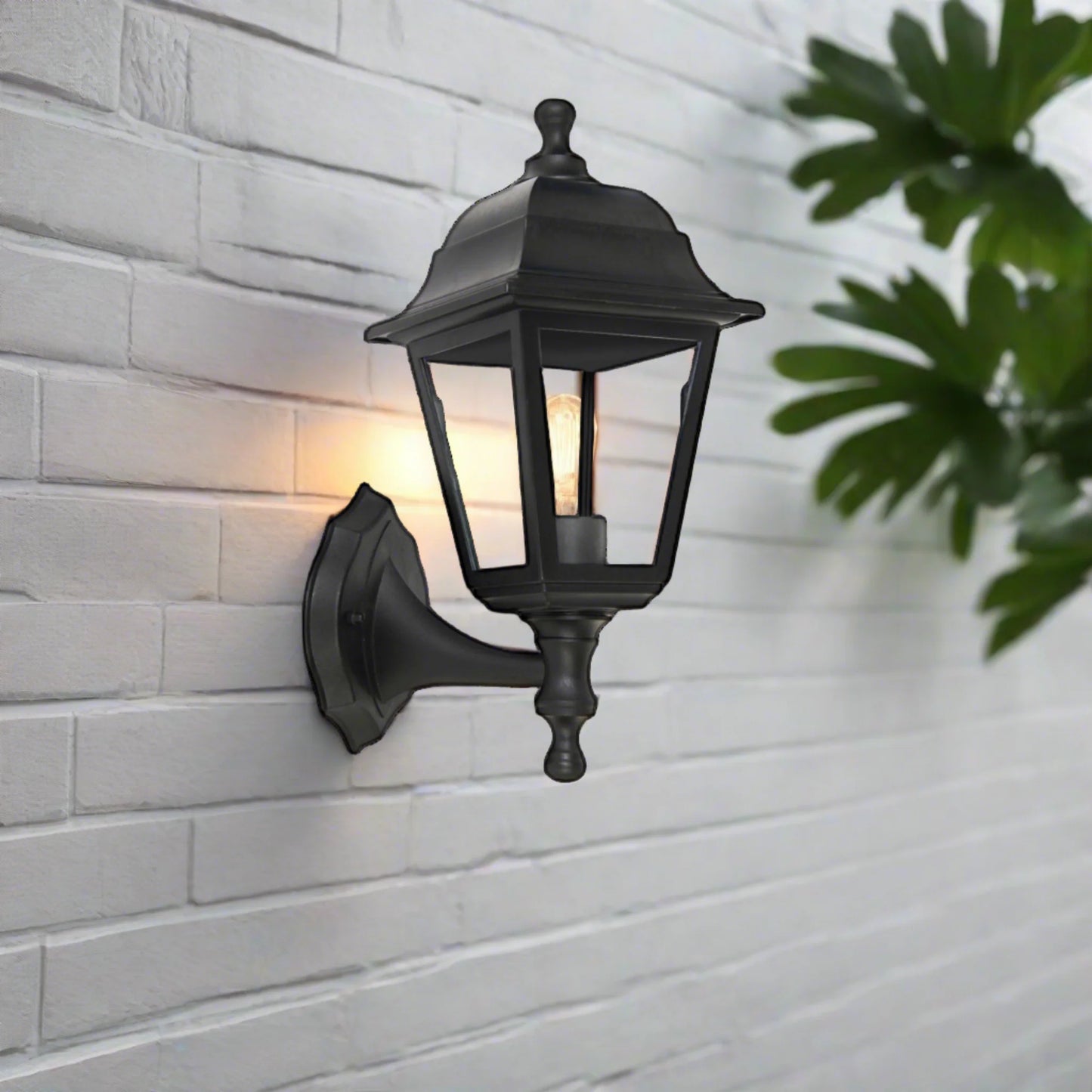 CGC DAHLIA Black Outdoor Wall Lantern Vintage Wall Light IP44 E27 Standard Screw Polycarbonate