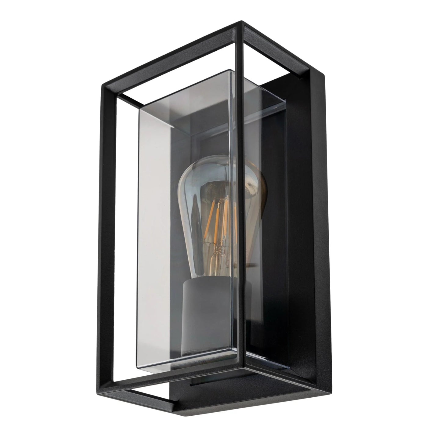 CGC FLORIANA Black Outdoor Wall Light Clear Diffuser E27 Standard Screw IP54