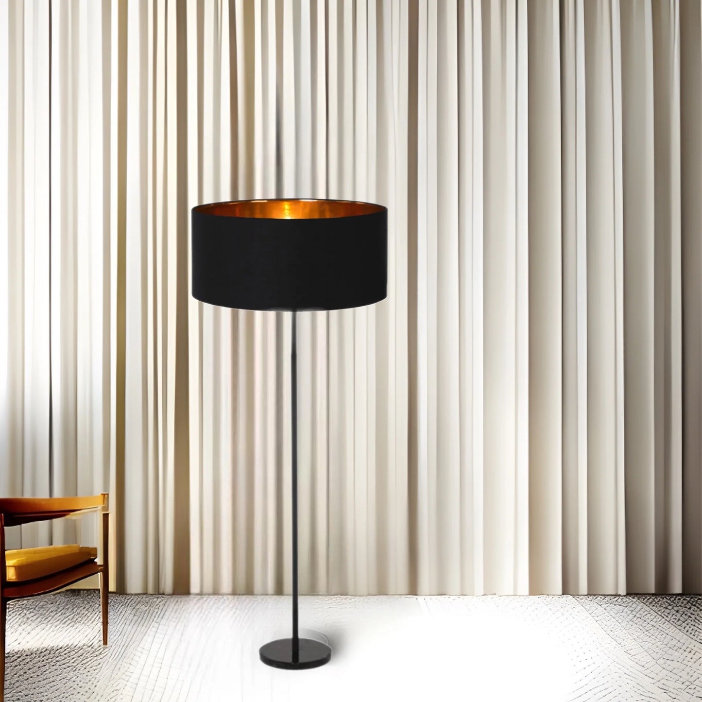 MILANO - CGC Black & Gold Large Oversized Velvet Fabric Lamp Shade