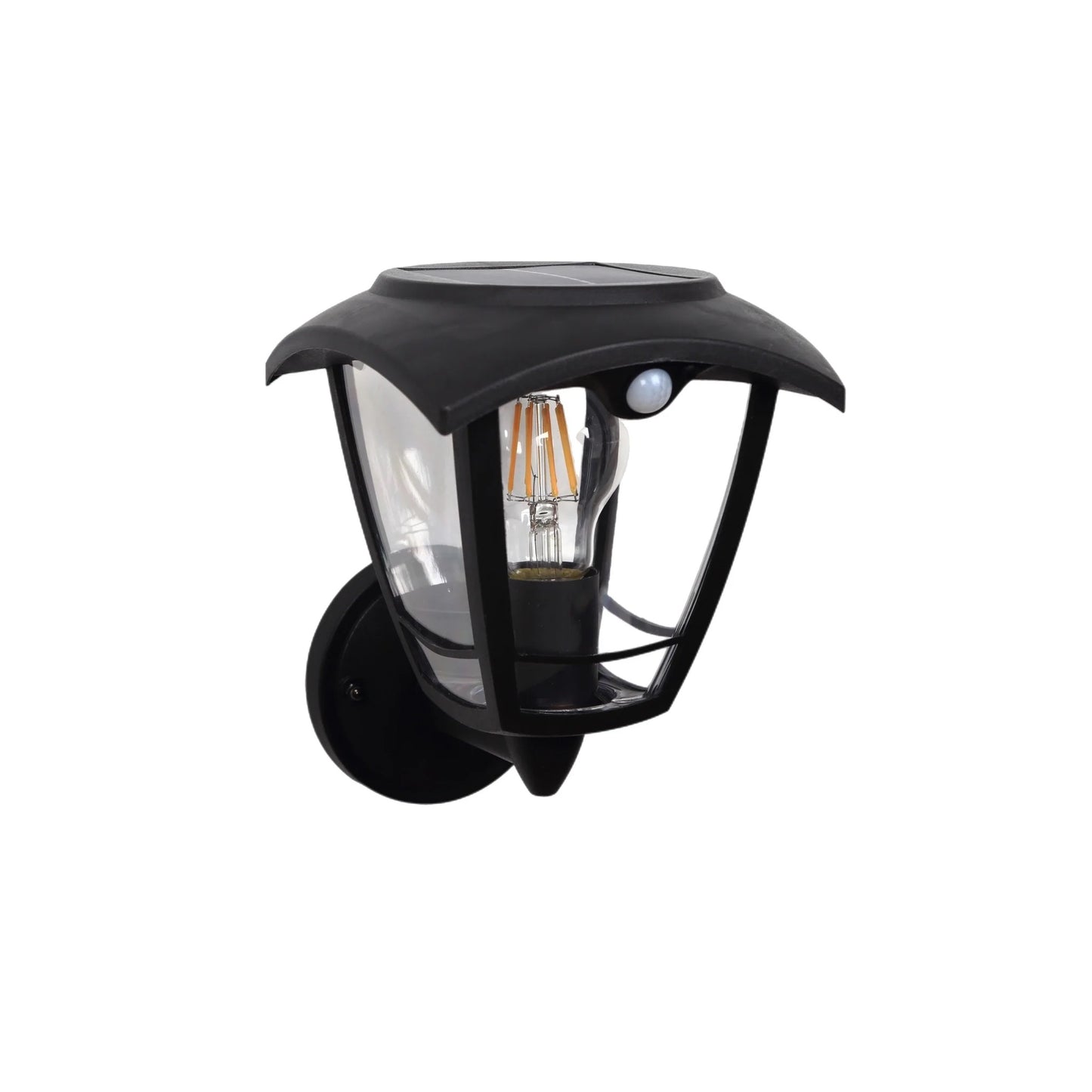 CGC LARA Black Solar Outdoor Wall Lantern PIR Motion Sensor Traditional Filament LED