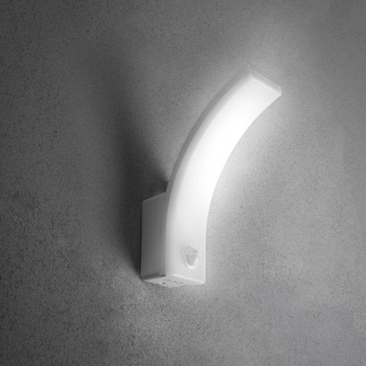 CGC MATEO White Curved LED Wall Light with PIR Motion Sensor Full Opal Front Diffuser