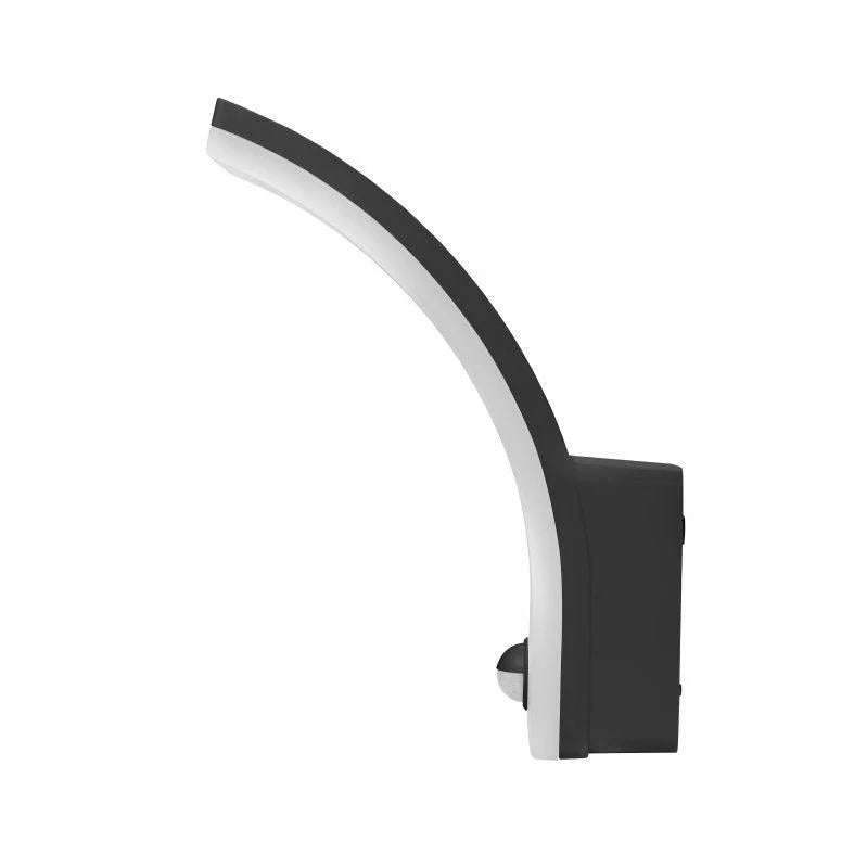 CGC MATEO Graphite Curved LED Wall Light with PIR Motion Sensor Full Opal Front Diffuser