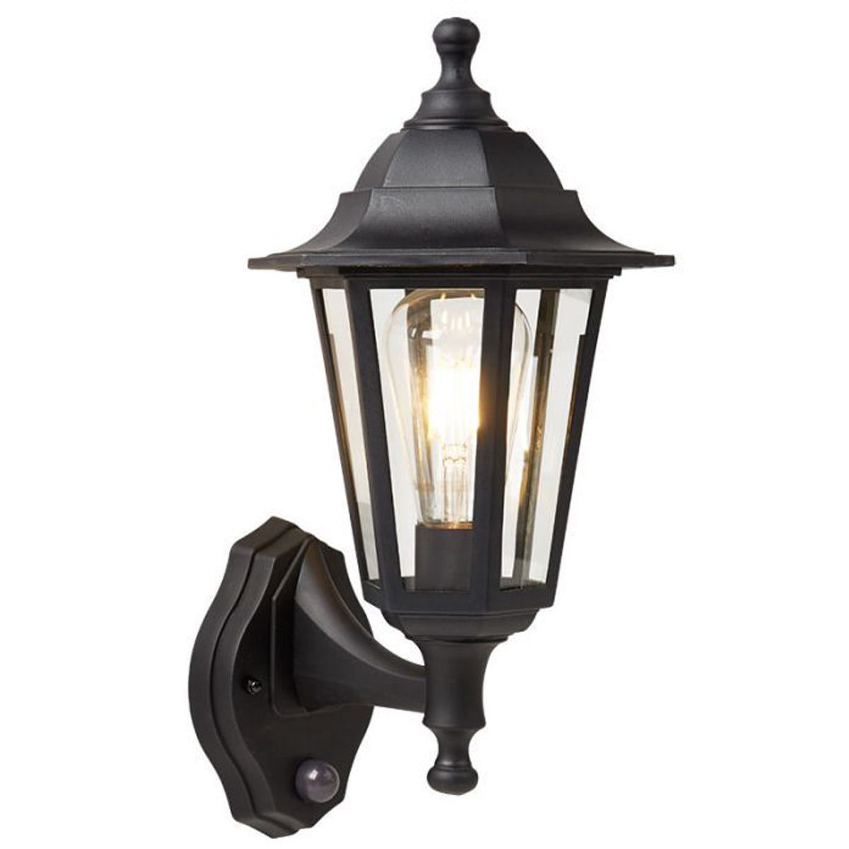 YASMIN - CGC Black Outdoor Traditional Lantern Style Wall Light With Motion Sensor