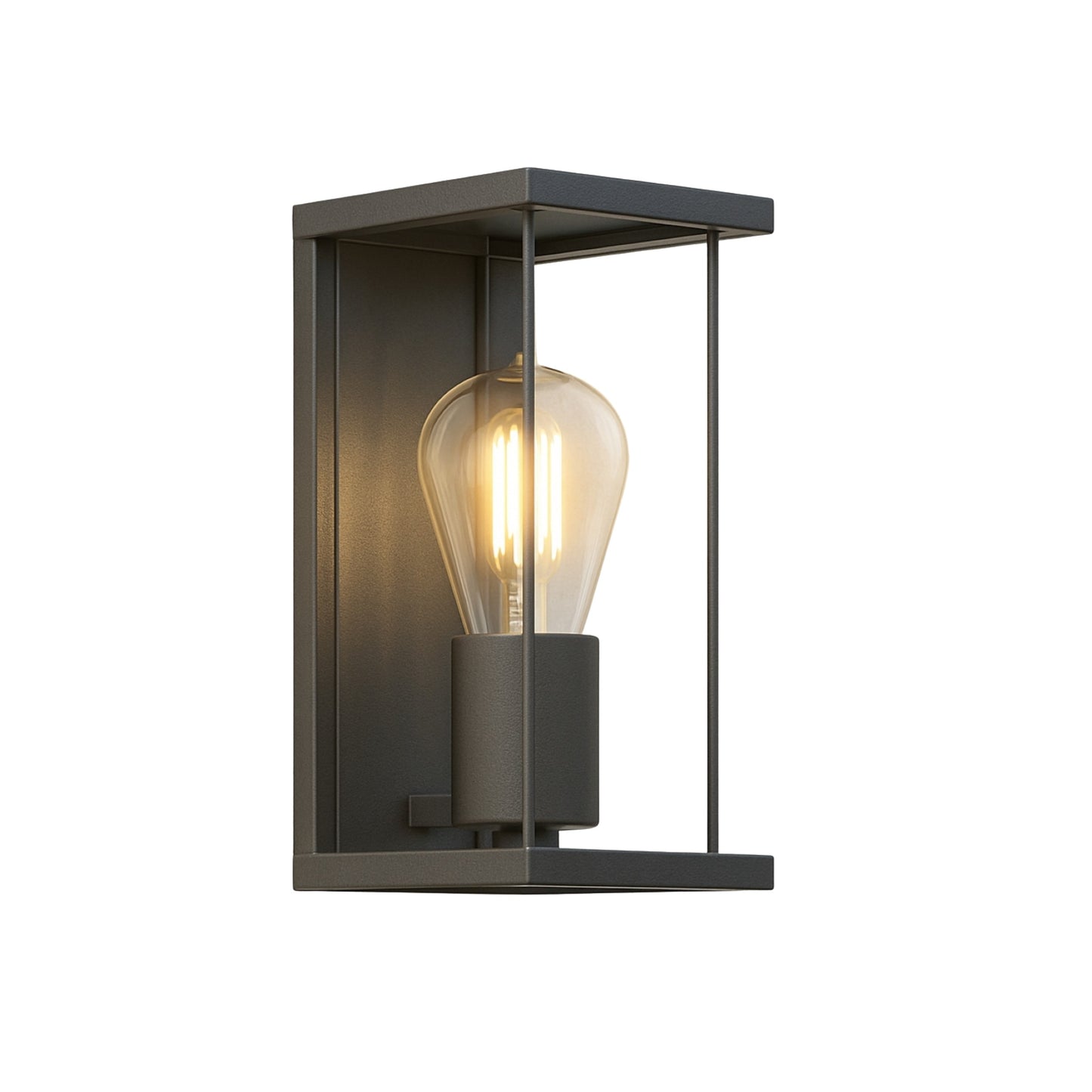 CGC ADRIANA Anthracite Grey E27 Outdoor Wall Light Lantern Clear Diffuser IP54