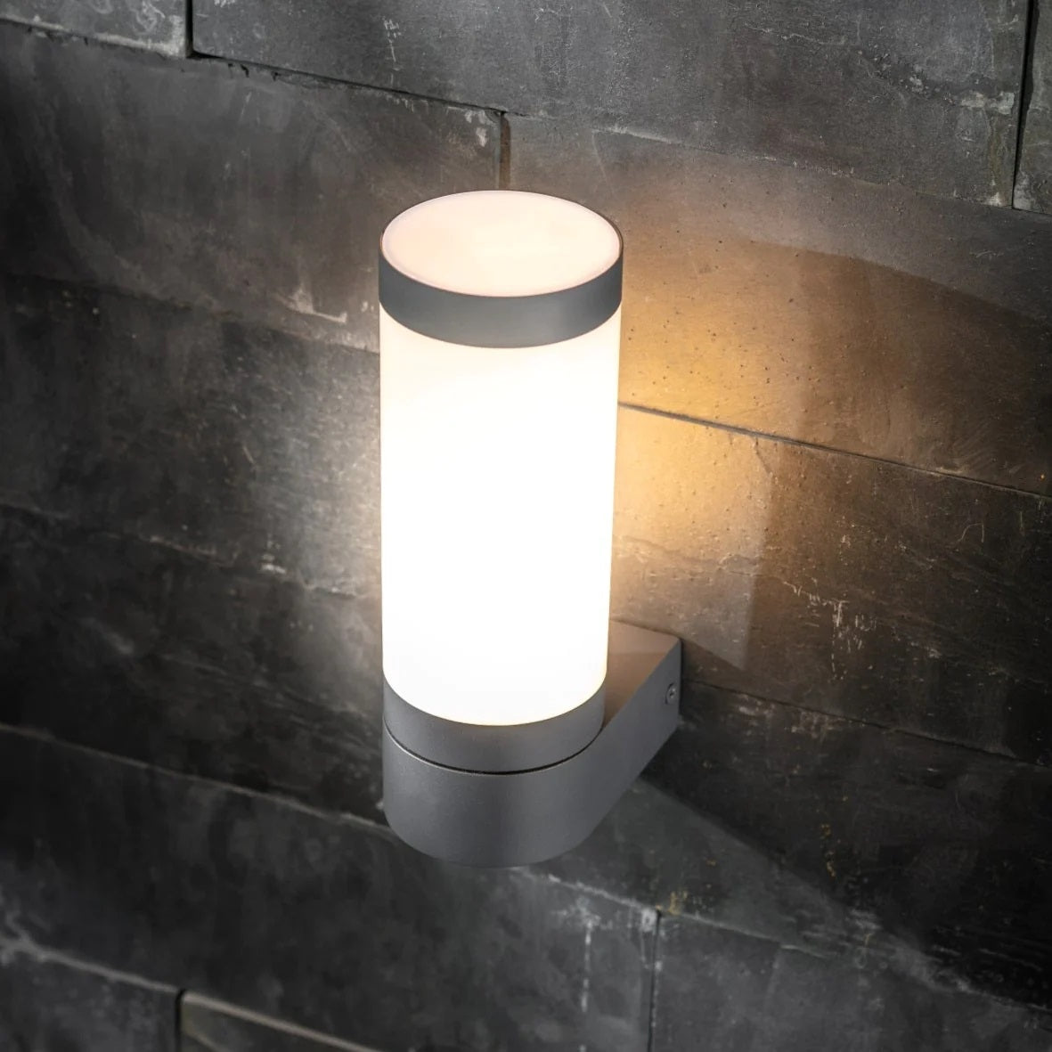 CGC ROME Anthracite Dark Grey E27 Outdoor Wall Light Opal Diffuser IP44