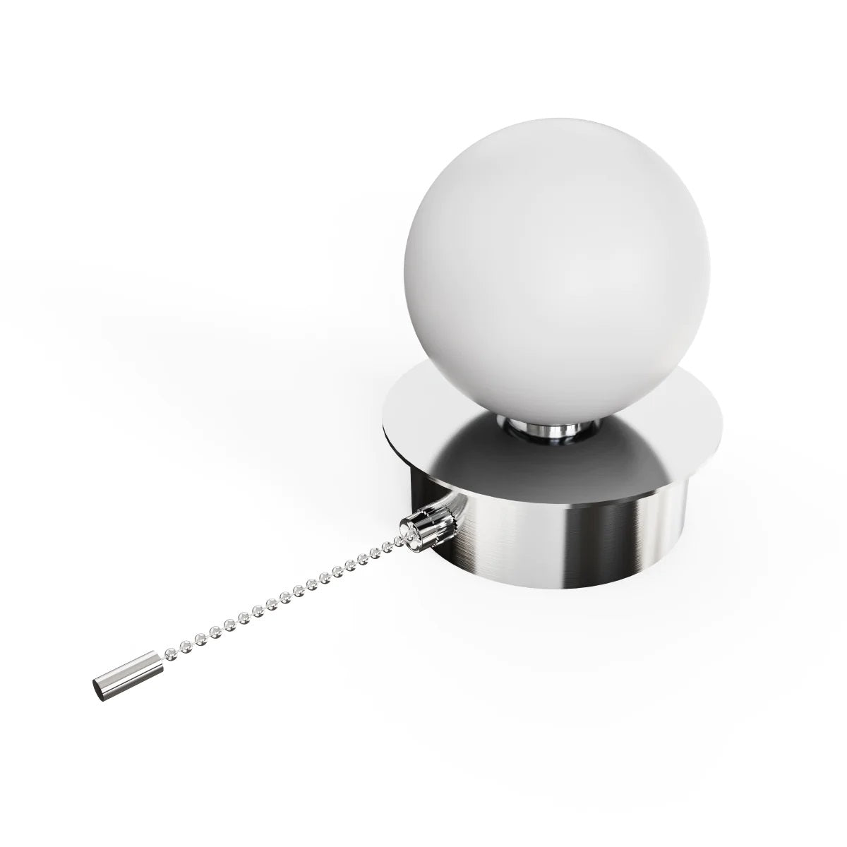 CGC MACIE Satin Nickel & White Opal Globe LED Rechargeable Magnetic USB Reading Bedside Wall Light Pull Cord Switch