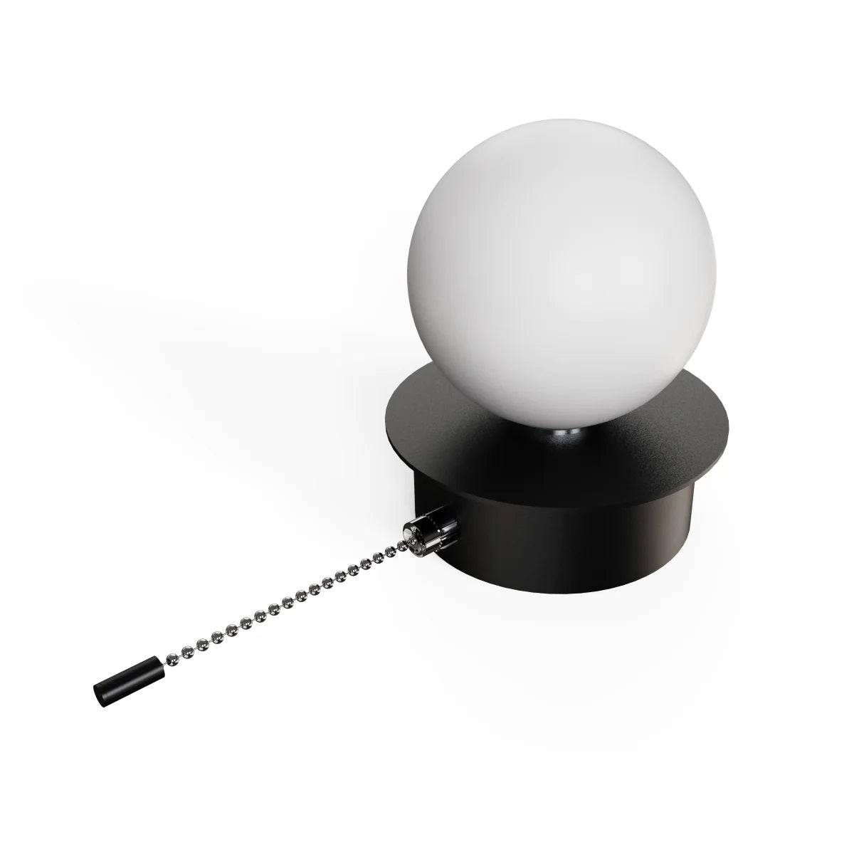 CGC MACIE Black & White Opal Globe LED Rechargeable Magnetic USB Reading Bedside Wall Light Pull Cord Switch