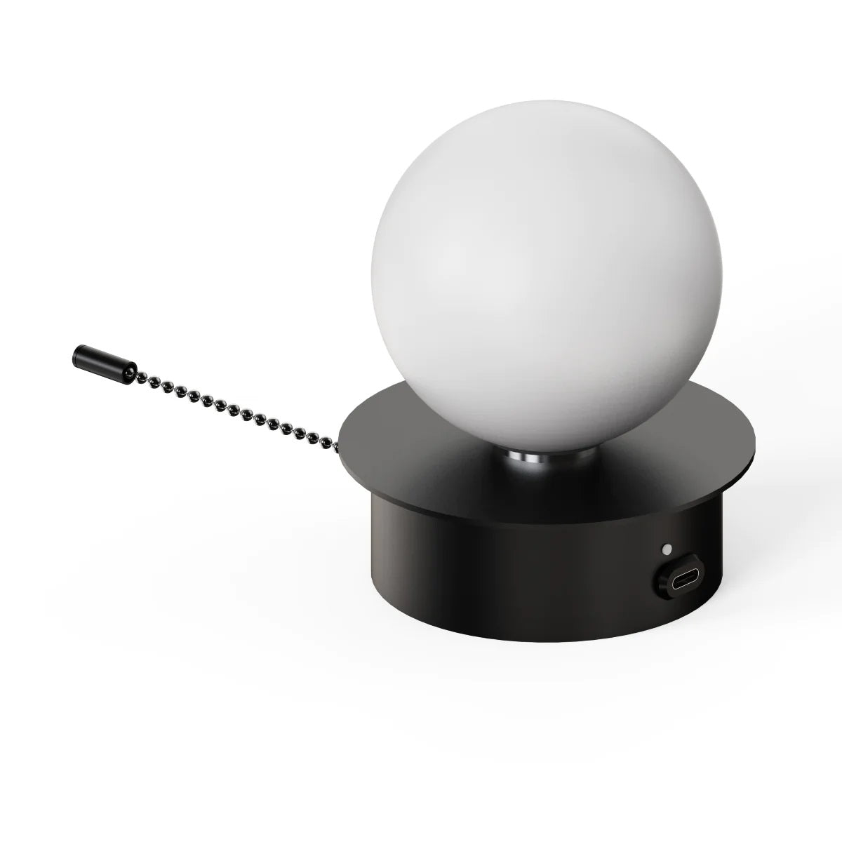 CGC MACIE Black & White Opal Globe LED Rechargeable Magnetic USB Reading Bedside Wall Light Pull Cord Switch