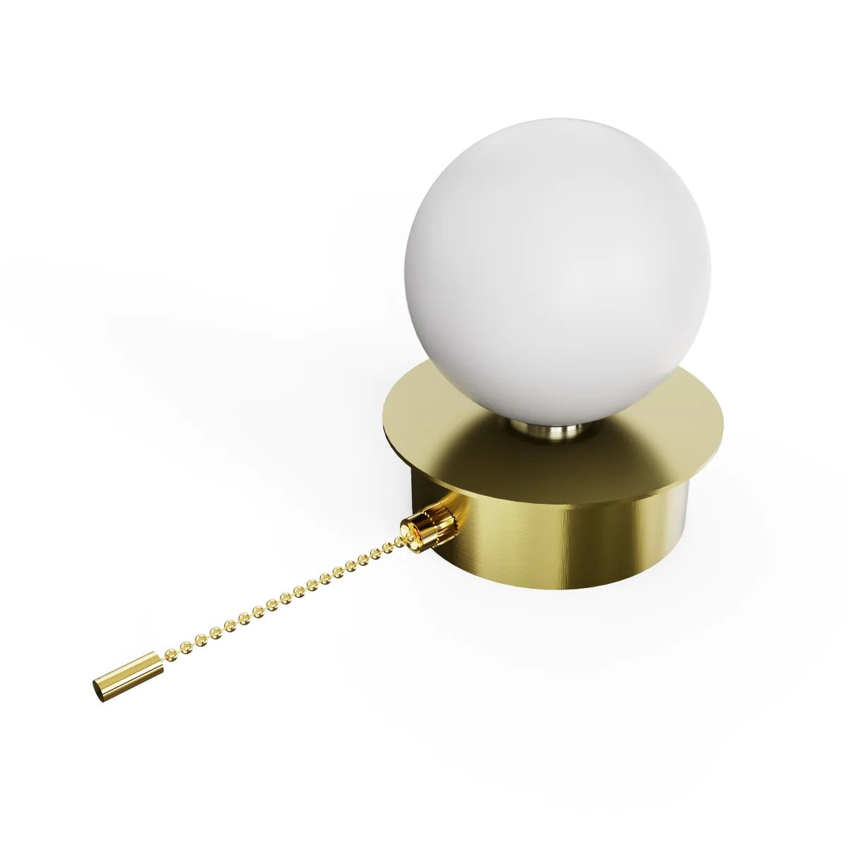 CGC MACIE Satin Gold & White Opal Globe LED Rechargeable Magnetic USB Reading Bedside Wall Light Pull Cord Switch