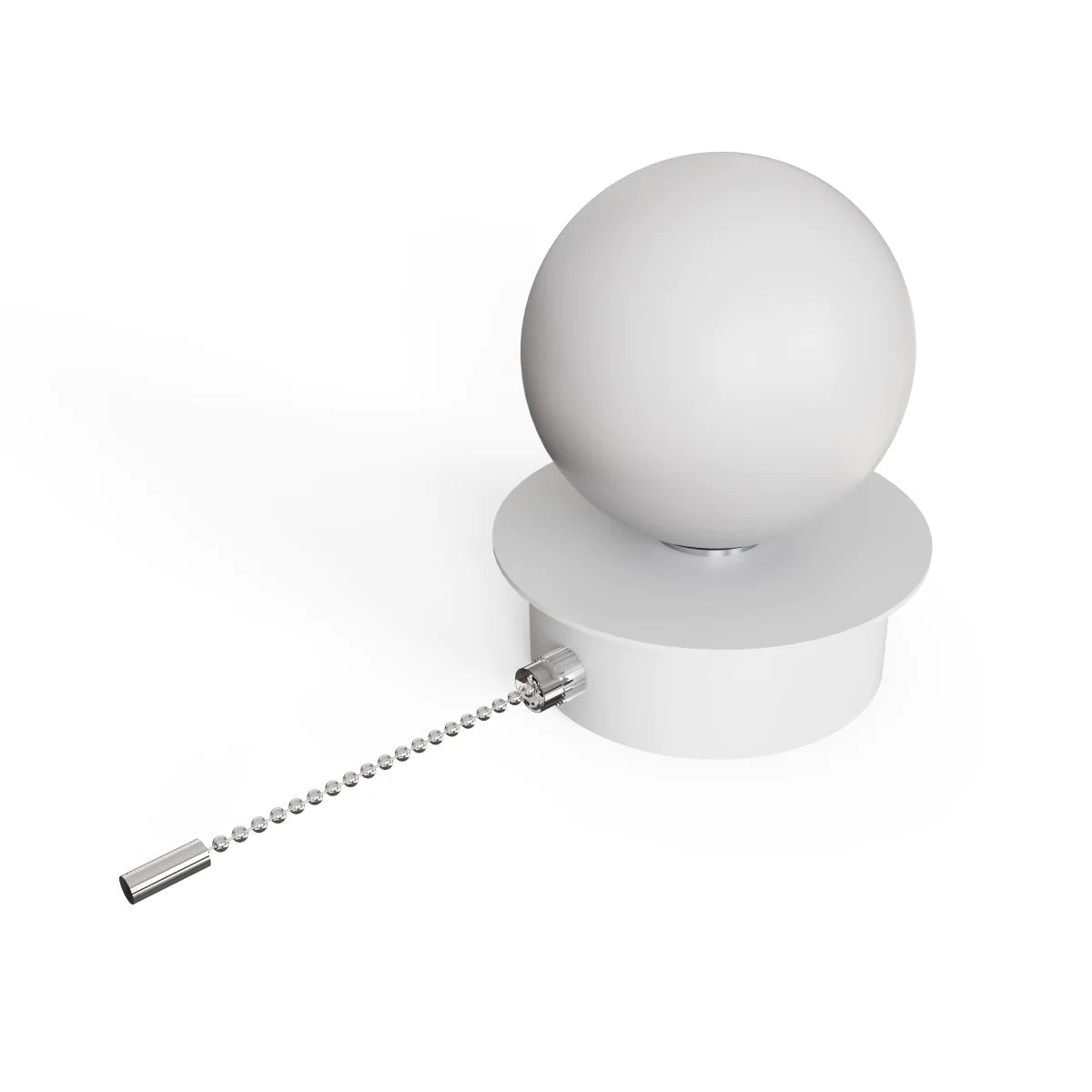 CGC MACIE White & White Opal Globe LED Rechargeable Magnetic USB Reading Bedside Wall Light Pull Cord Switch