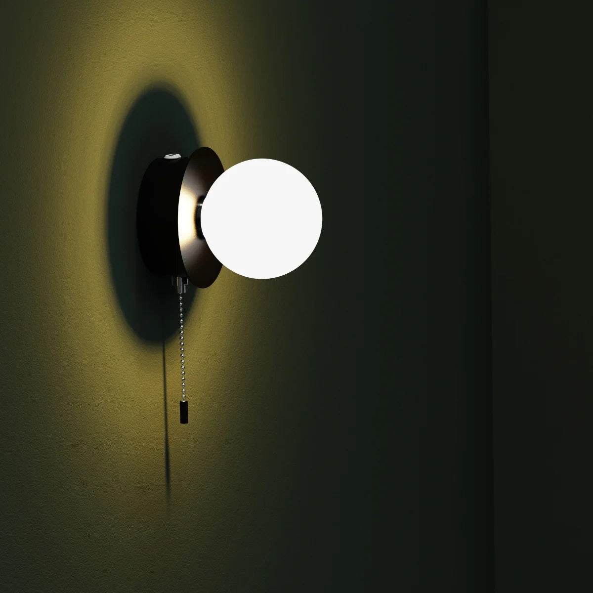 CGC MACIE Black & White Opal Globe LED Rechargeable Magnetic USB Reading Bedside Wall Light Pull Cord Switch