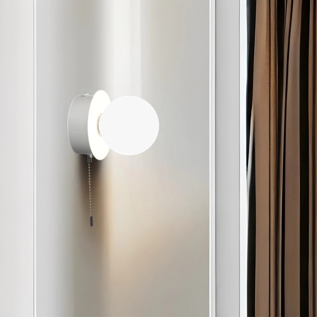 CGC MACIE White & White Opal Globe LED Rechargeable Magnetic USB Reading Bedside Wall Light Pull Cord Switch