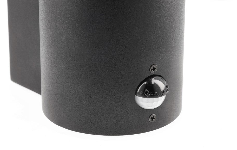 CGC Bluebell Black Cylinder Wall Light with Smoky Diffuser & PIR Motion Sensor