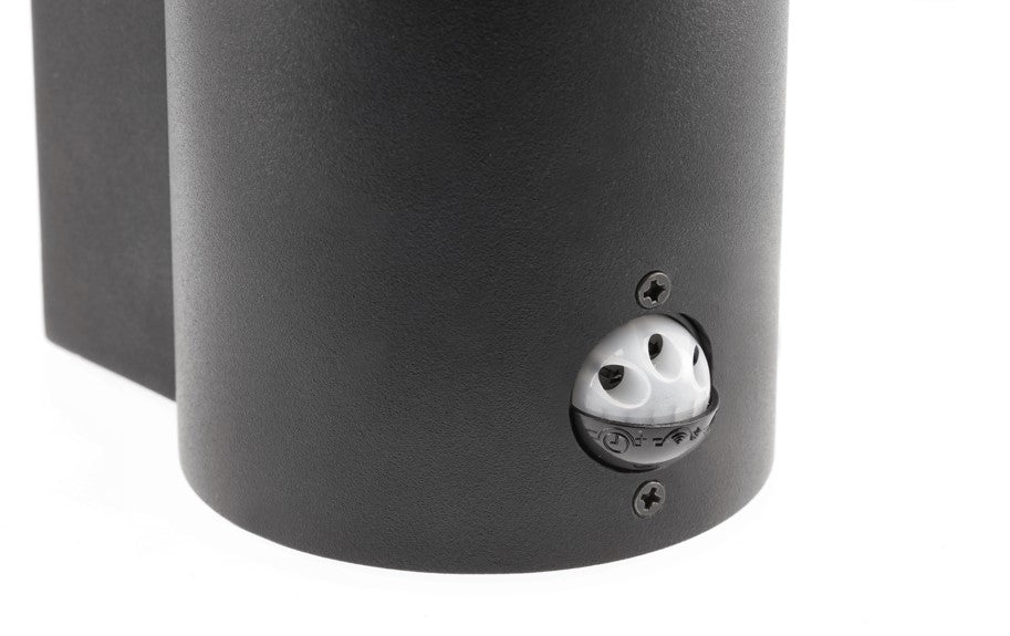 CGC Bluebell Black Cylinder Wall Light with Smoky Diffuser & PIR Motion Sensor