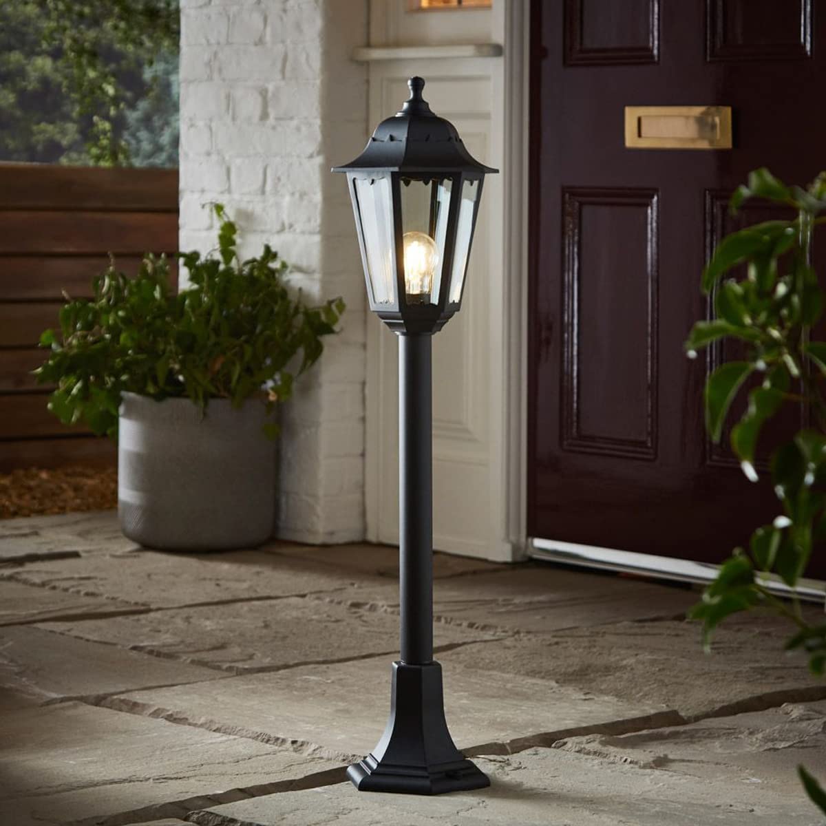 YASMIN - CGC Black Outdoor Traditional Lantern Style Tall Post Light