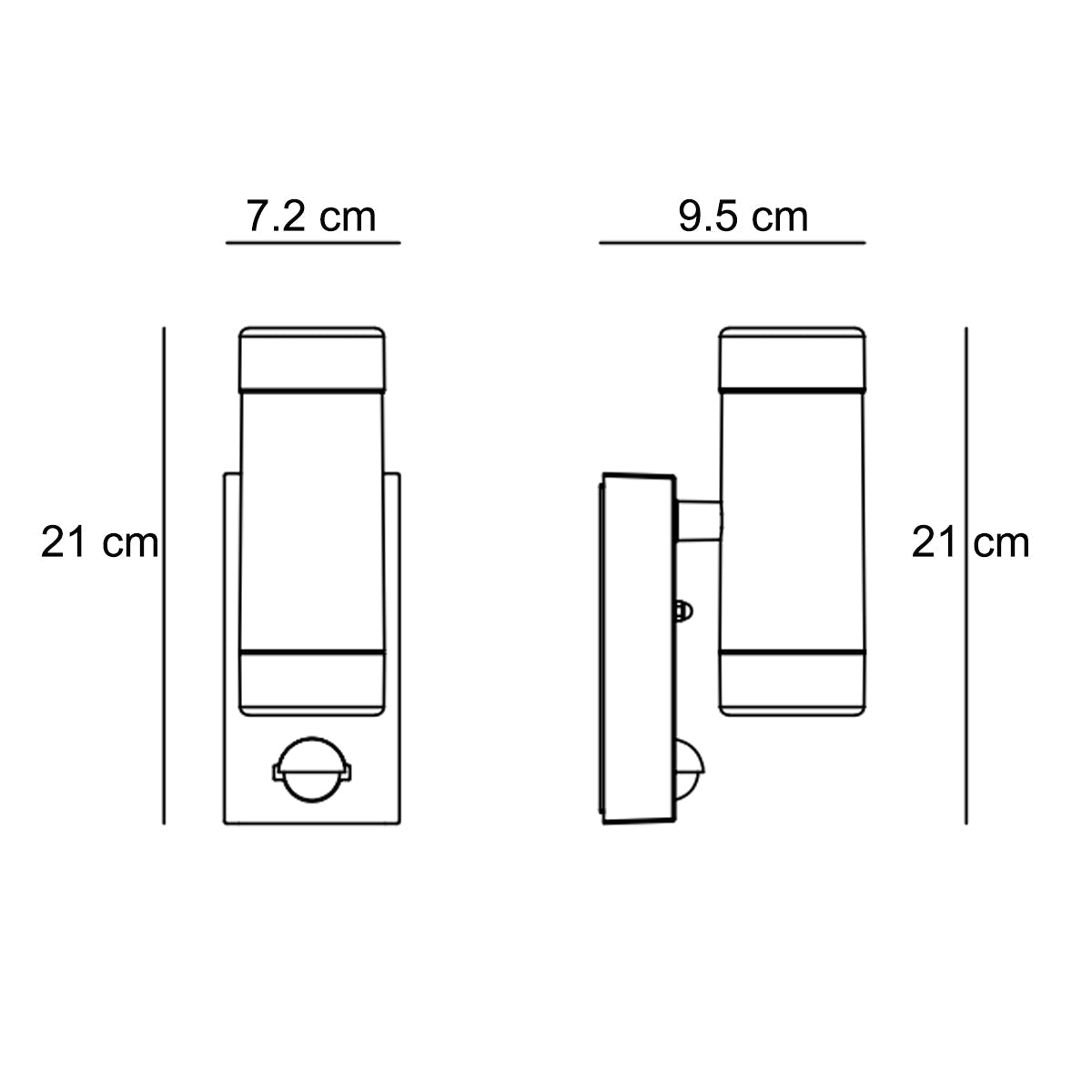 VALENTINE - CGC Black Outdoor Double Wall Light With Motion Sensor