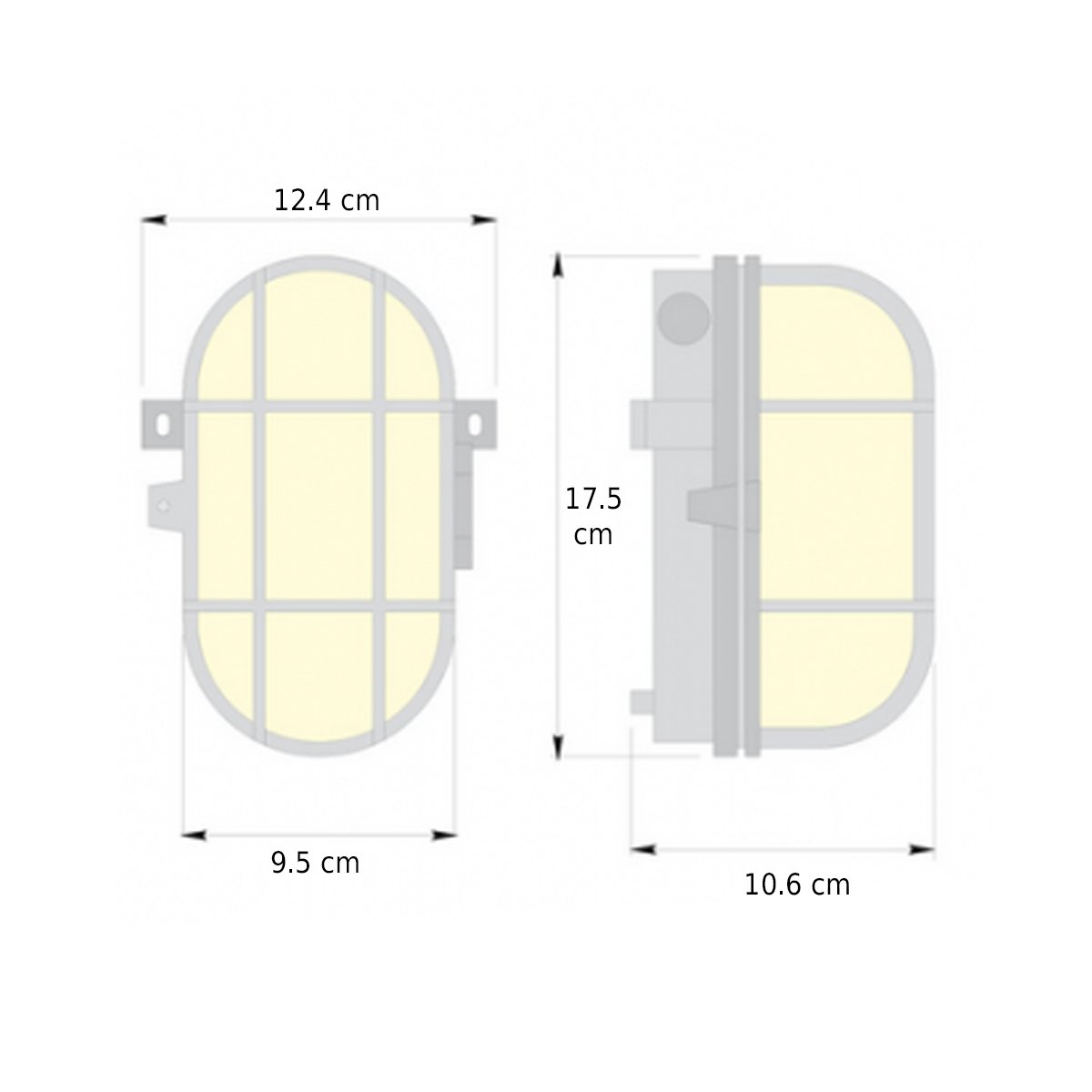 GINA - CGC White Oval Plastic Cage Bulkhead Wall Or Ceiling Light