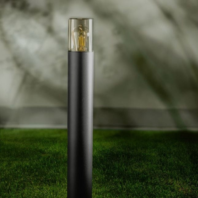 CGC Bluebell Black Outdoor Tall 80cm Post Light With Smoky Diffuser