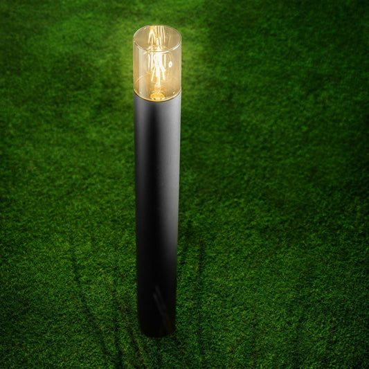 CGC Bluebell Black Outdoor Tall 80cm Post Light With Smoky Diffuser