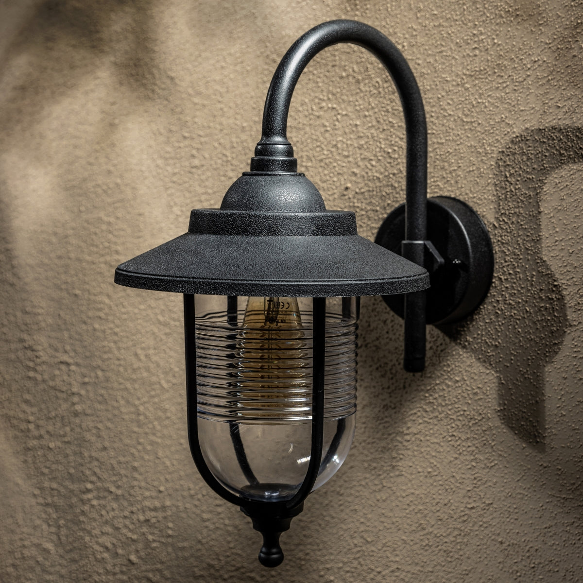 JEMIMA - CGC Black Fisherman Hooked Outdoor Wall Lantern Light