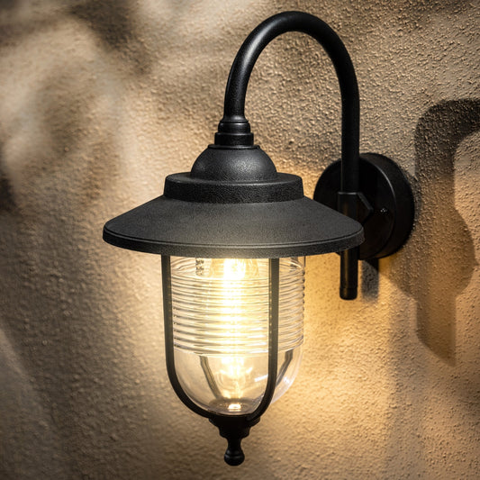 JEMIMA - CGC Black Fisherman Hooked Outdoor Wall Lantern Light