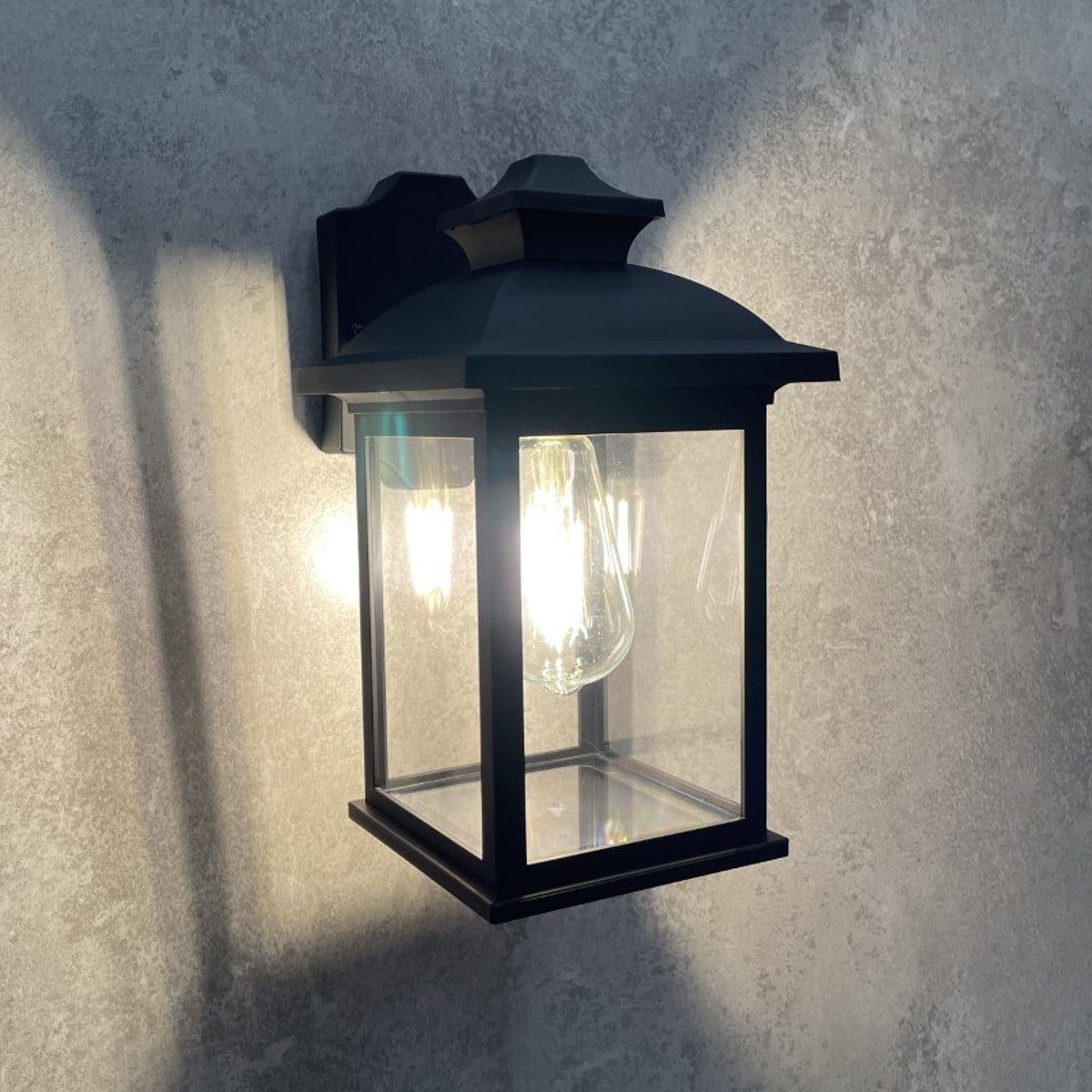 Lillian - CGC Black Rectangle Mounted Outdoor Wall Lantern Light