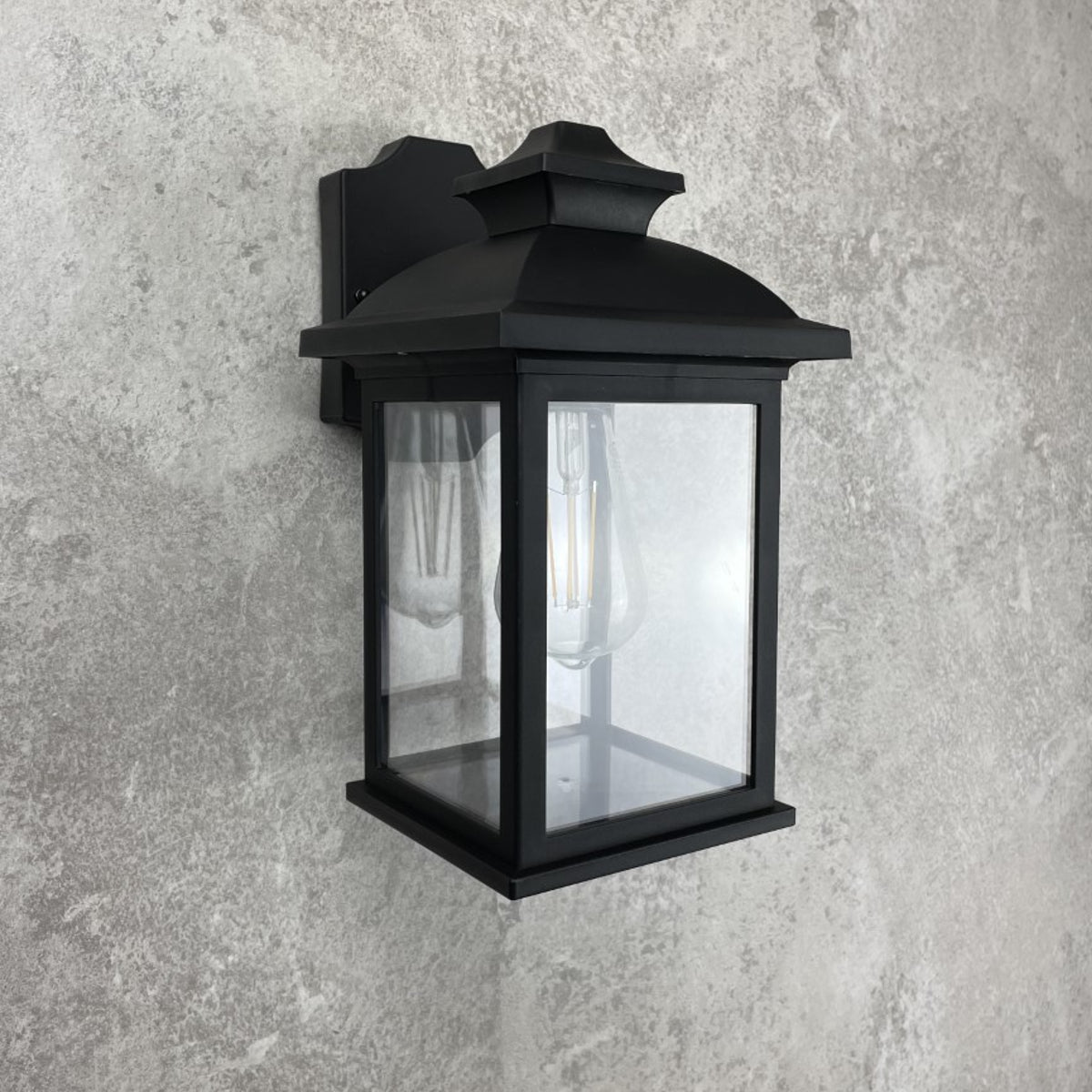 Lillian - CGC Black Rectangle Mounted Outdoor Wall Lantern Light